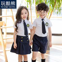 童装幼儿园园服夏装新款短袖套装英伦学院风小学生校服合唱服班服