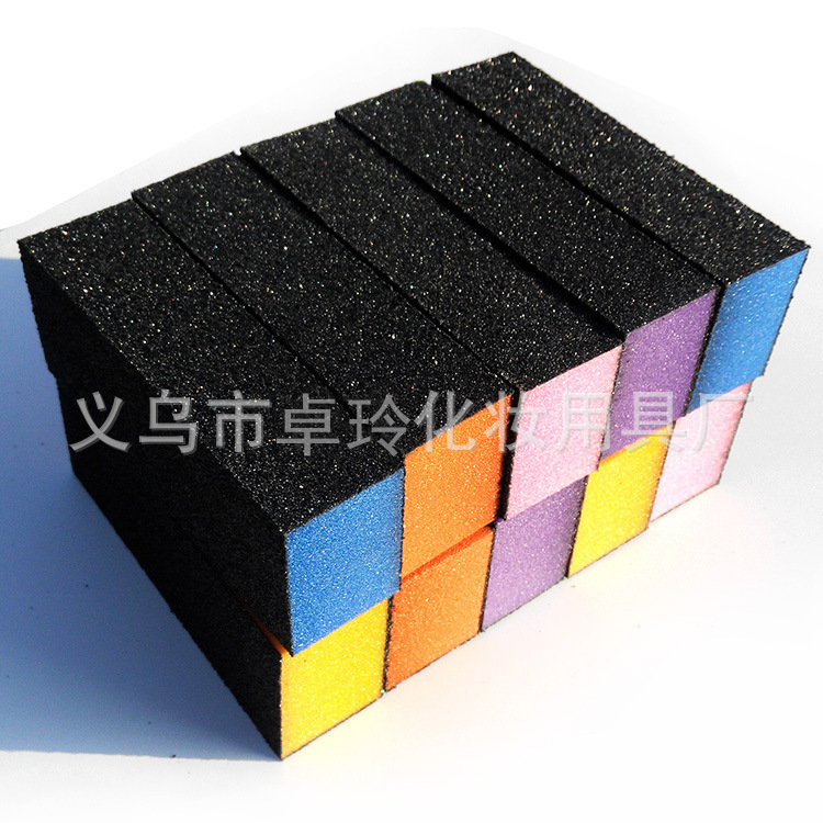 Venta directa de fábrica manicura tofu bloque superficie de las uñas pulido y conformación de cuatro cuadrados resistente al desgaste color impermeable esponja bloque de arena negro