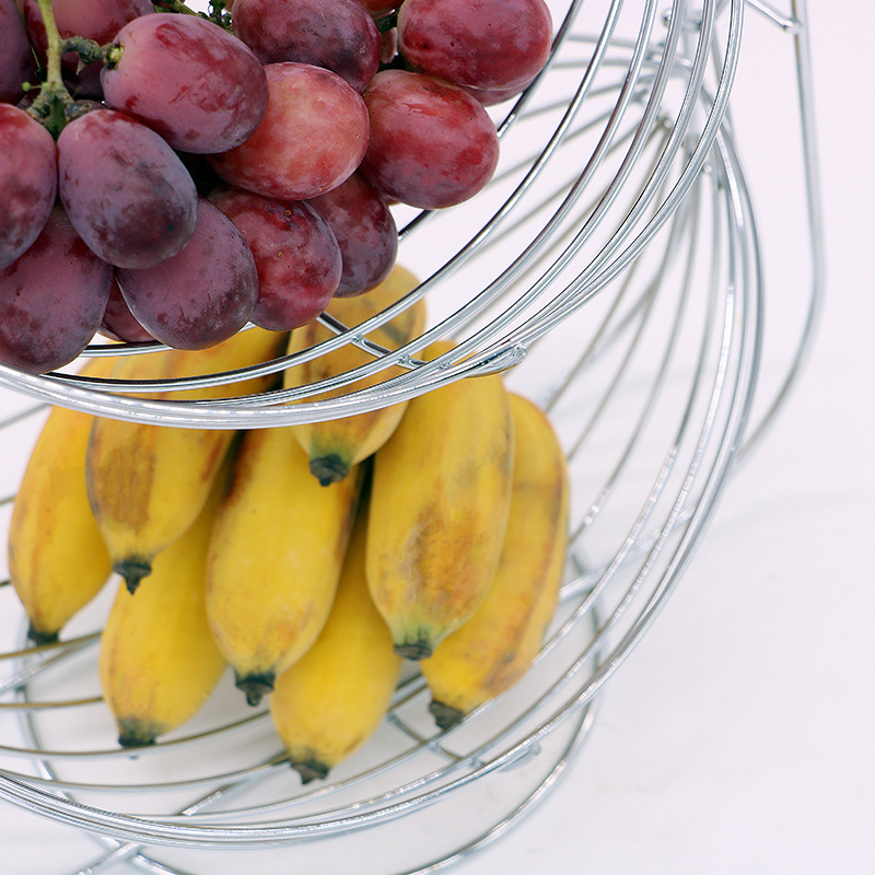 Cesta de frutas de tres niveles de alambre creativo, hierro forjado, balanceante, multifunción