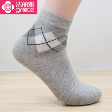 洁丽雅男士春夏薄款棉袜吸汗春季短袜中筒袜休闲棉袜 G3001
