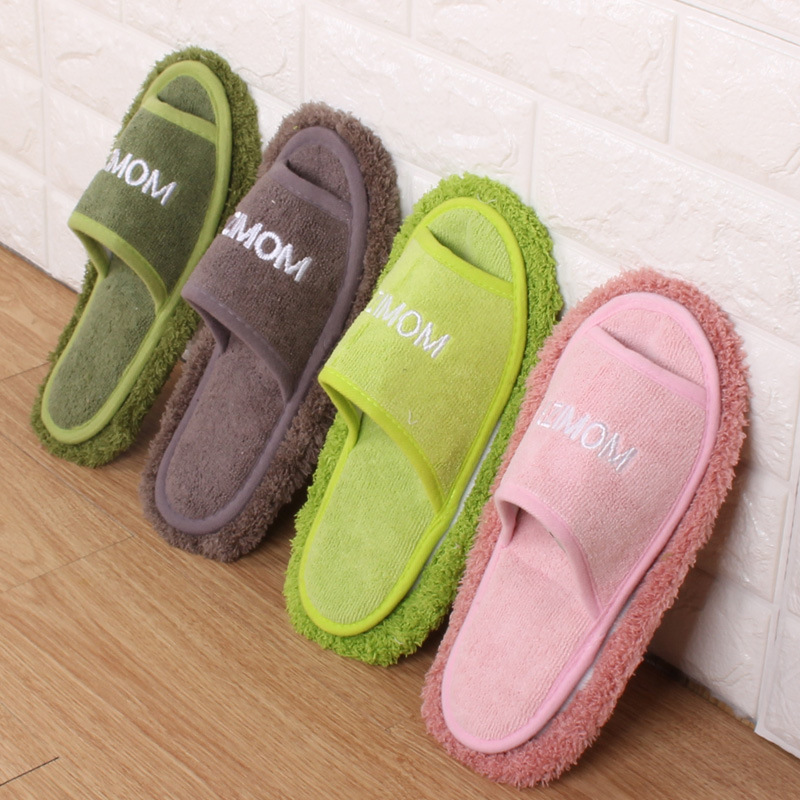 Foreign trade tail single beautiful velvet double-layer removable and washable floor slippers lazy slippers removable four seasons wooden floor slippers