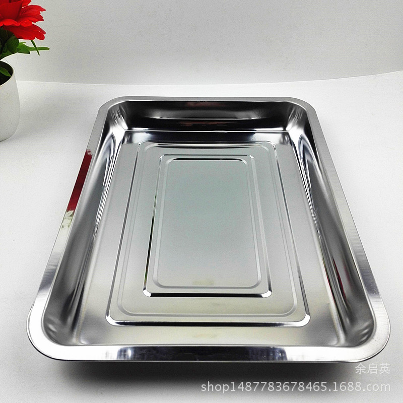 厂家直销30*40不锈钢方托盘 长方形餐盘 烧烤盘酒店餐具