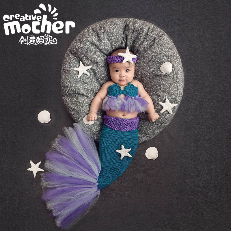 Children's Photography Clothing Photo Studio Baby Photo Mermaid Clothing Woven Purple Mermaid Style Clothes Children's Photography Clothing Photo Studio Baby Photo Mermaid Clothing Woven Purple Mermaid Style Clothes