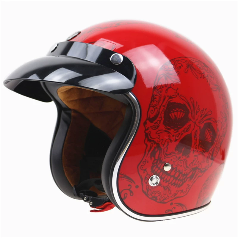 Шлем в стиле CAFE RACER 3/4 ретро локомотивный шлем мотоцикл с подлинной сертификацией DOT США двойной пряжка козырек