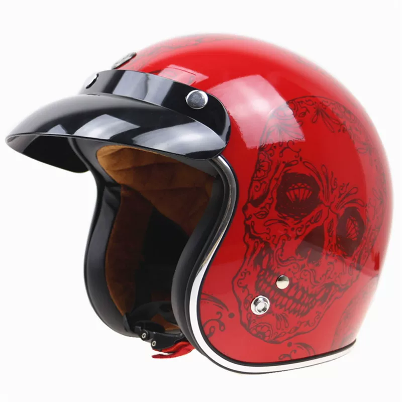 Шлем в стиле CAFE RACER 3/4 ретро локомотивный шлем мотоцикл с подлинной сертификацией DOT США двойной пряжка козырек