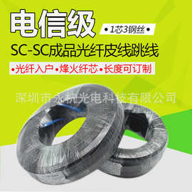 FTTH fiber 电信级室外皮线光纤SC-SC双芯成品皮纤跳线1芯3钢丝