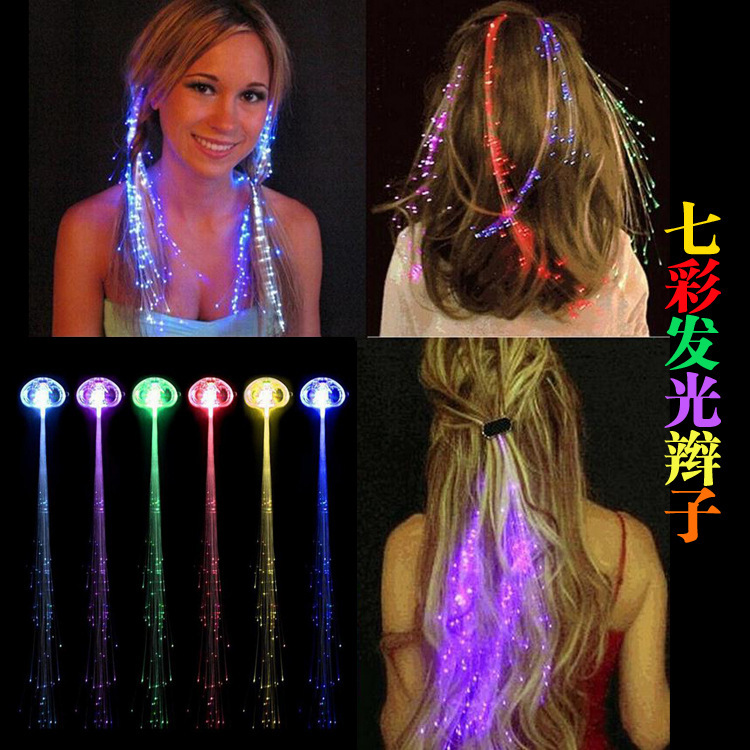 Colorful Luminous Braids Flash Fiber Braids Flash Hair LED Silk Braids Bar Prom Helping Supplies