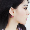 Sexy glossy zirconium, earrings, double-sided crystal, double wear