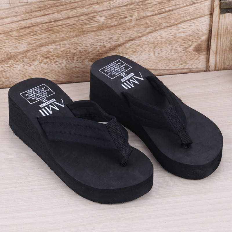 thumbnail image 1 of Zapatillas de verano con lentejuelas, chanclas de cuña, zapatillas de casa para mujer, sandalias, zapatillas de playa, 1 of 6