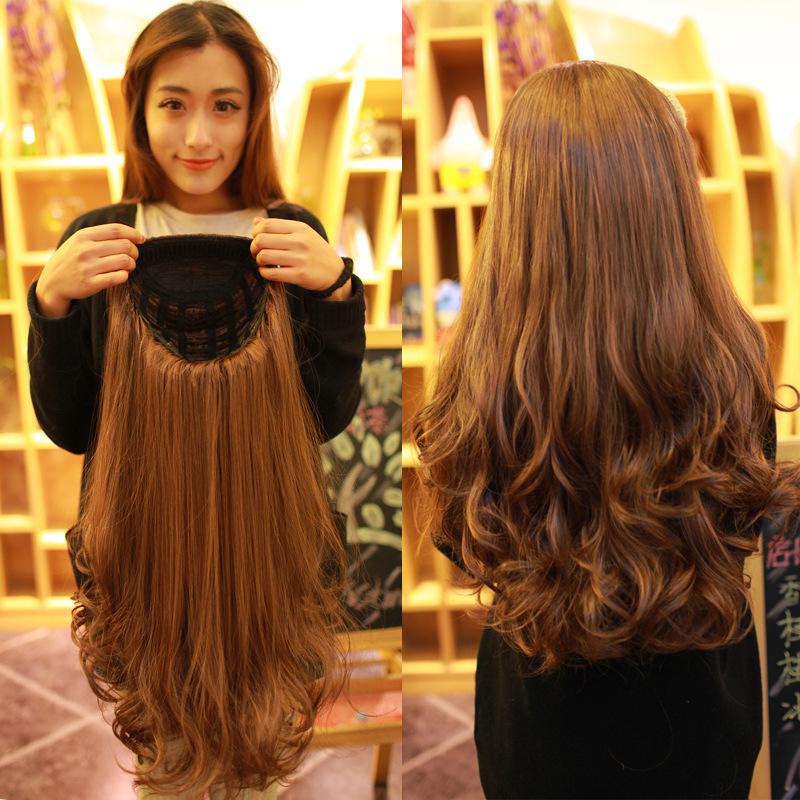 Hongxiu Selection - Half-Head Wig for Women with Long Curly Hair, Big Waves, Fluffy Pear Blossom Curls, Fashionable High-Temperature Silk Artificial Hair