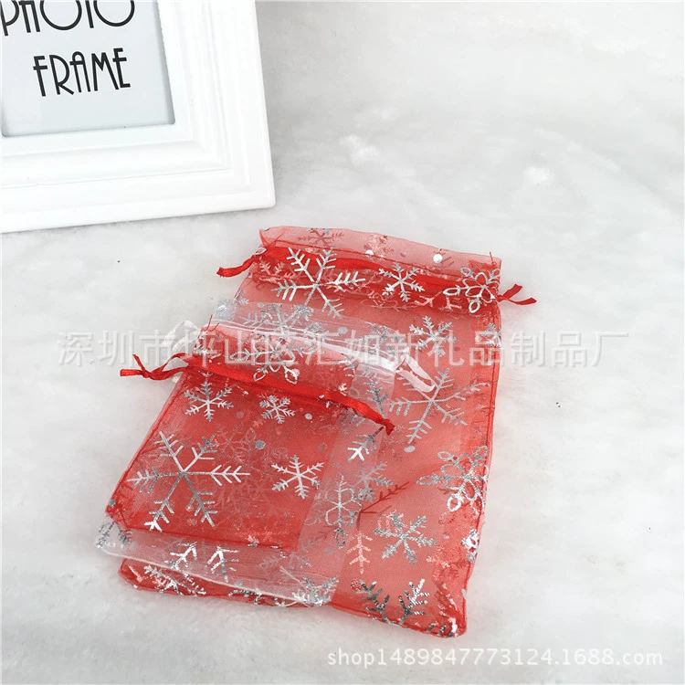 13*18 Снежинка рисунок марля мешок, снег марля мешок, жемчуг марля мешок, марля мешок оптом, сплошной цвет марля мешок, горячая Серебряная марля мешок