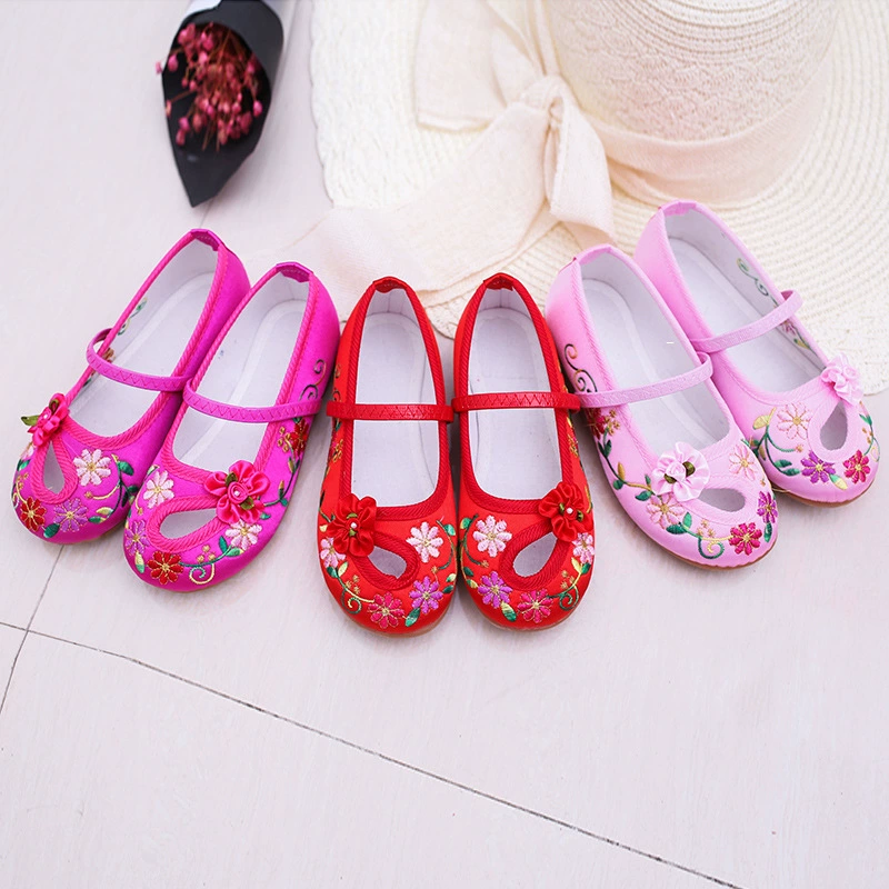 Обувь Hanfu, вышитая обувь для девочек, старая Пекинская детская Тканевая обувь, этнический стиль, старинная костюмная обувь, студенческие танцевальные часы, обувь для выступлений
