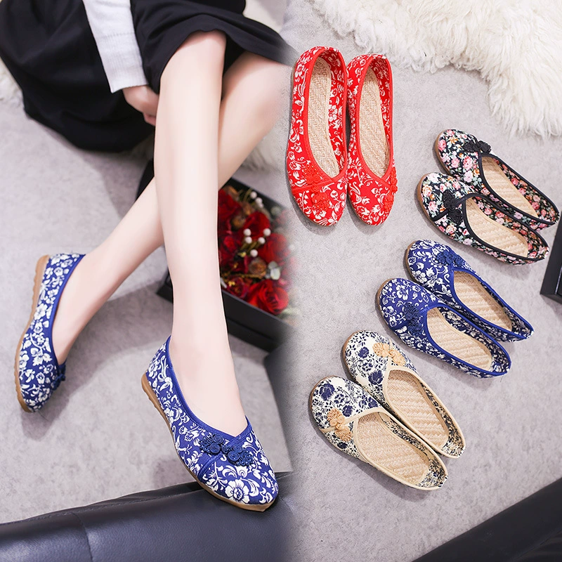 Тканевая обувь с вышивкой, Женская старинная обувь, однослойная обувь, плоская обувь в китайском стиле, ханьфу, старый Пекин, Тканевая обувь с вышивкой, оптовая продажа, цельная доставка