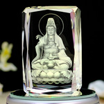 3D水晶菩萨文殊普贤观音地藏王老子佛像家居客厅工艺品摆件