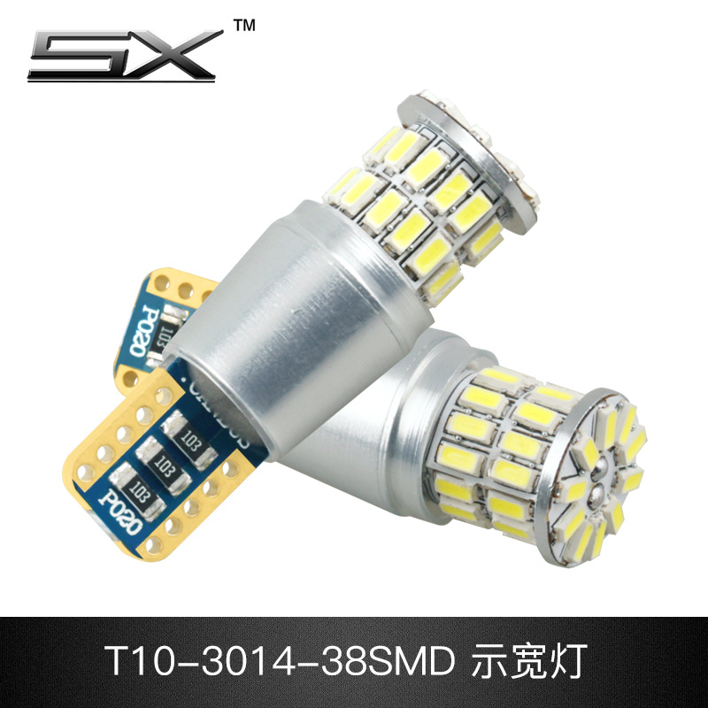 Venta caliente transfronteriza T10 ancho luz de la puerta del coche luz 38smd 3014 lado bombilla pequeña lámpara de luz LED