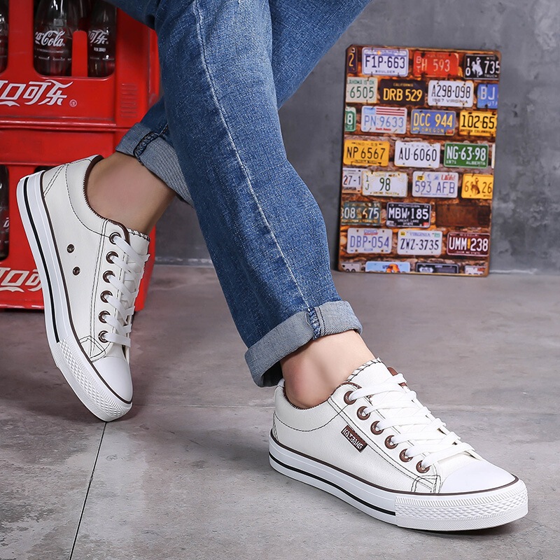 Kaibang Academy Style Classic Men's Canvas Shoes Couple's Shoes Flat Lace-up Solid Color All-match Shoes Large Wholesale at Low Price