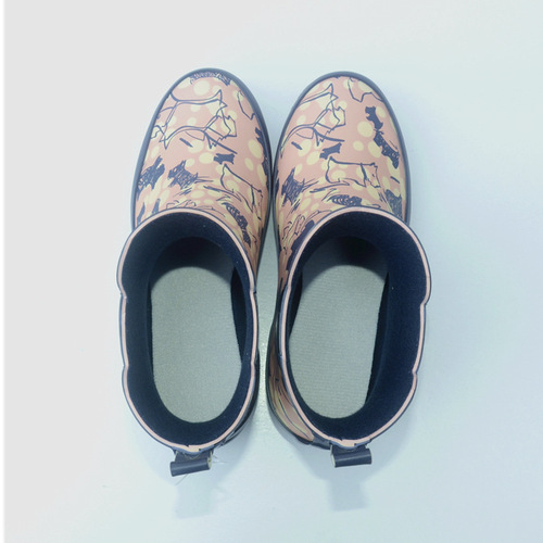 Dog Pattern Rubber Rain Shoes Women's Fashion Short-Boot Rain Boots Low-Cut Waterproof Shoes Outdoor Rubber Shoes