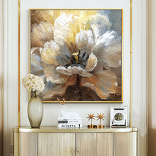 手绘油画花卉简约玄关装饰画抽象风抽象肌理立体现代客厅过道挂画