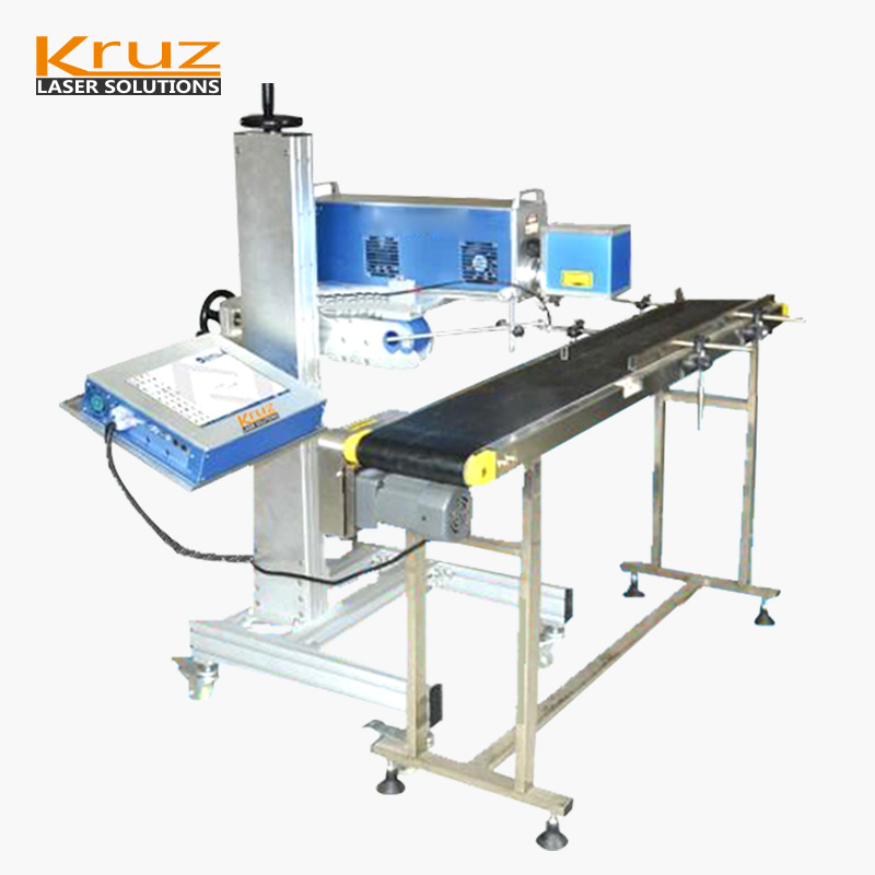 带触摸屏飞行激光打标机  在线打标日期二维码序列号激光打码机