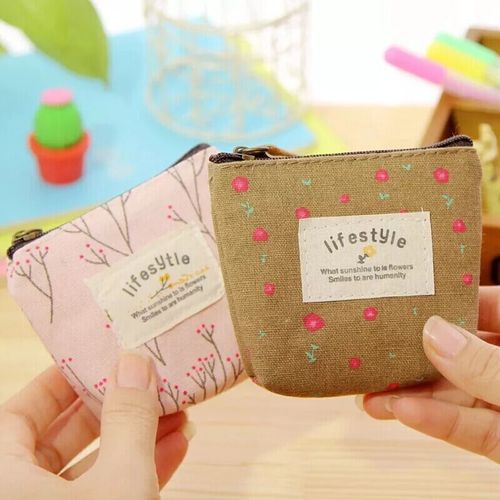 Korean style fashionable small fresh floral coin purse pastoral floral canvas small coin purse key bag manufacturer wholesale