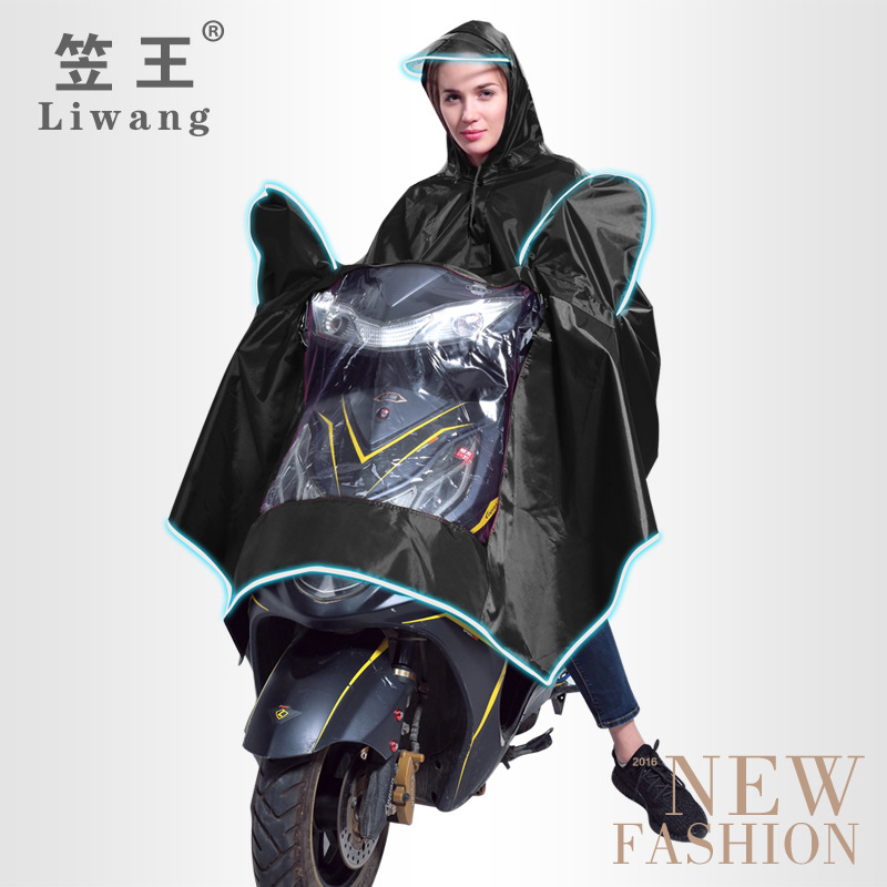 Qiwang marca adulto coche eléctrico motocicleta poncho poliéster PVC noche luz grande ala impermeable