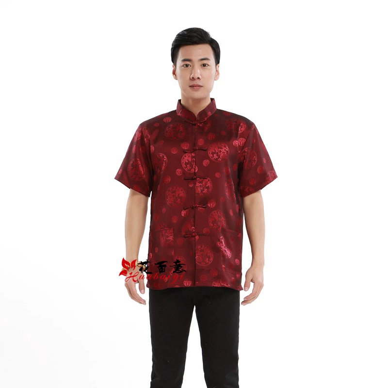 Мужской костюм Тан, топ с короткими рукавами, летняя Китайская одежда, рабочая одежда для молодежи и среднего возраста, Длинный топ Ya Duan в этническом стиле