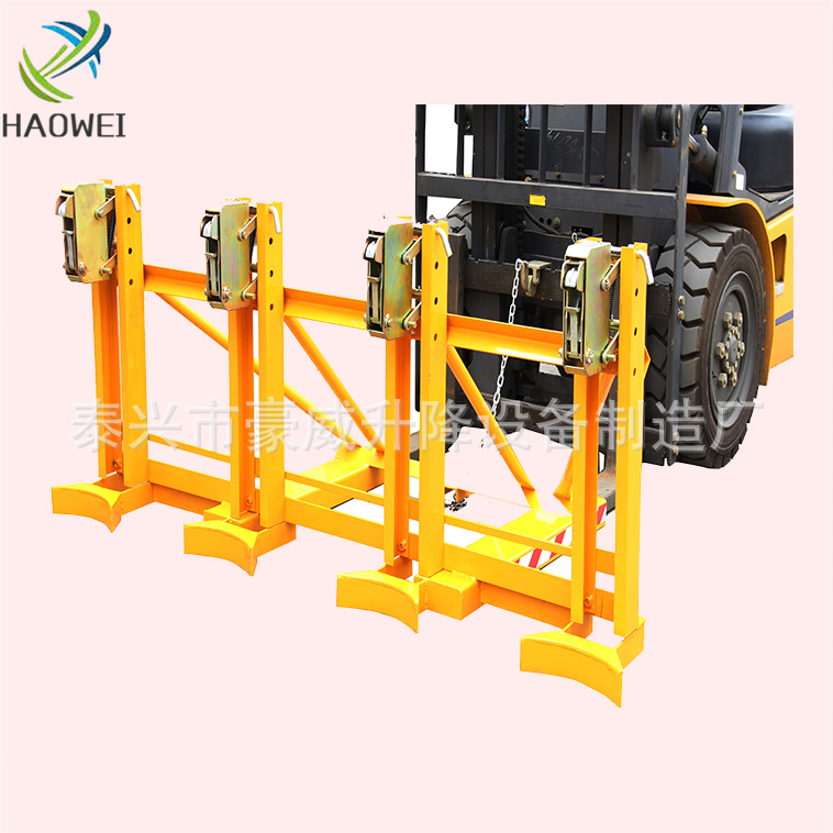 供应四桶四单油桶夹4桶通用油桶夹 江苏叉车厂供铁塑桶鹰嘴夹具