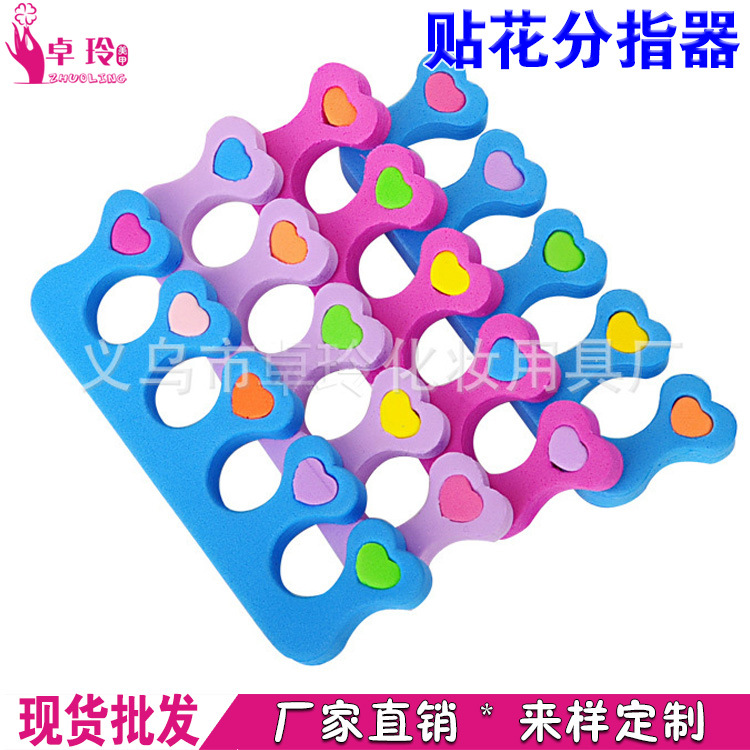 Separador de dedo en forma de corazón lindo directo de fábrica dedo del pie aislamiento algodón rosa dedo muestra de algodón