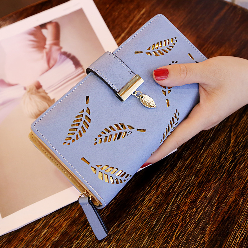 Manufacturer's New Korean Style Women's Wallet, Long Fashion Clutch Bag with Hollow Leaf Zipper and Clasp, Women's Handbag