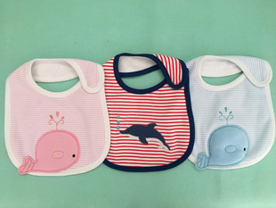 Carter Cotton Four Seasons Baby Bib Velcro Slippery Towel Waterproof Baby Cartoon Pattern Eating Slippery