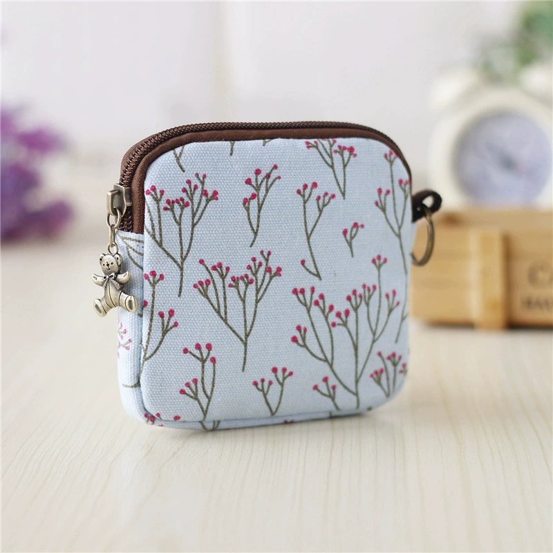 Cartoon Key Wallet Zipper Coin Pouch, Organizer Bag, Cotton Option, 11×2×9 cm