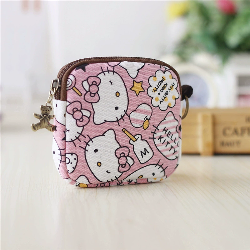 Cartoon Key Wallet Zipper Coin Pouch, Organizer Bag, Cotton Option, 11×2×9 cm