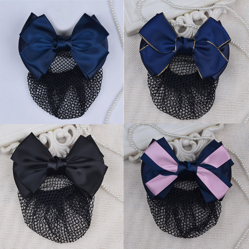 2017 New Professional Head Flower Bow Women's Hairpin Hotel Bank Nurse Hair Accessories Net Pocket Manufacturer Wholesale