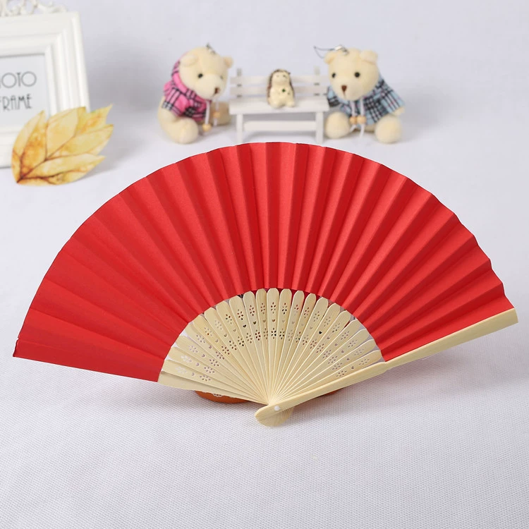 7″ folding paper fan, blank Chinese style, single OPP bag, folded 21 cm, spread ~37.5 cm