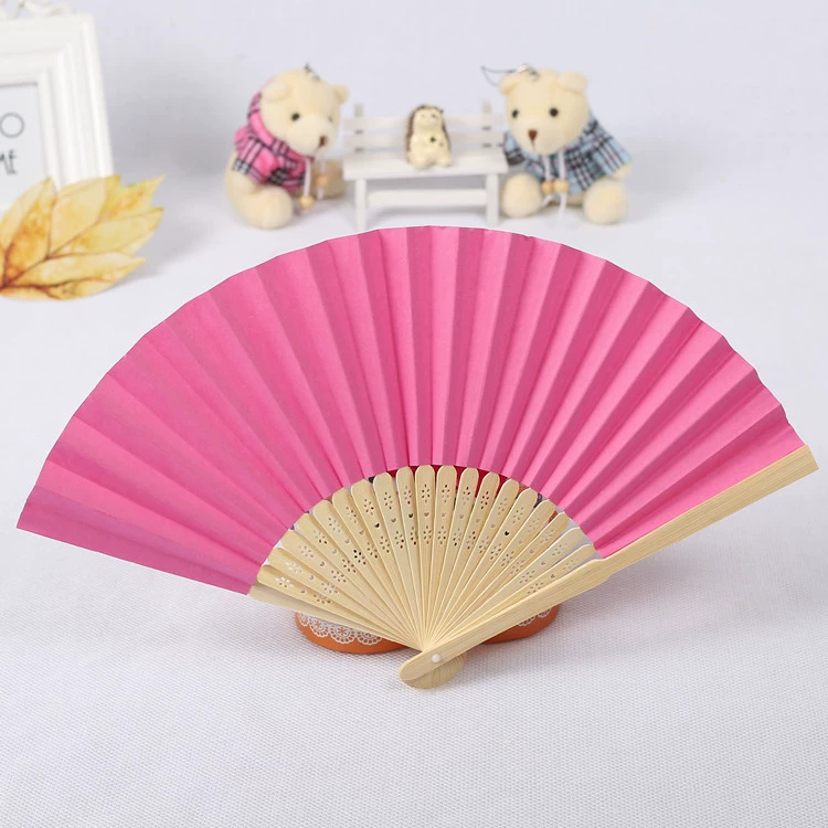 7″ folding paper fan, blank Chinese style, single OPP bag, folded 21 cm, spread ~37.5 cm