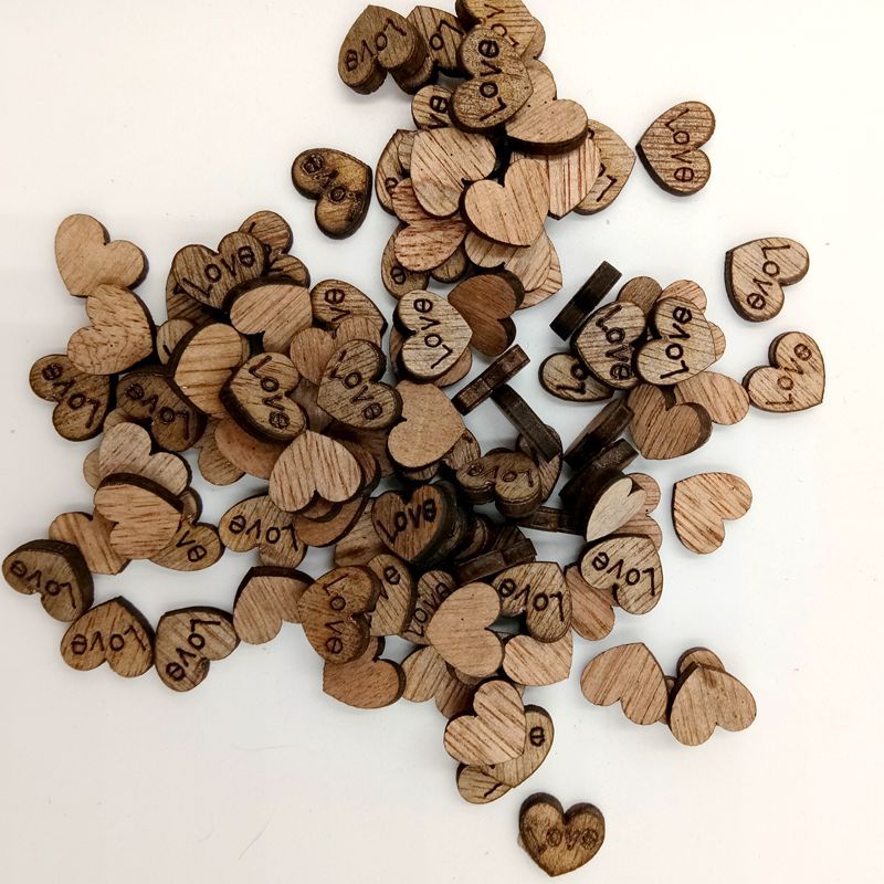 Grano de madera amor botón de madera ojo sin botón 50/100/200/300 piezas por paquete