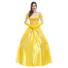 万圣节公主裙黄色仙女装欧洲复古宫廷服童话主题服装舞台服歌手服