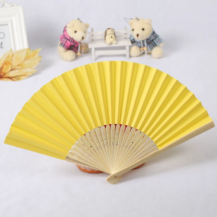 7″ folding paper fan, blank Chinese style, single OPP bag, folded 21 cm, spread ~37.5 cm