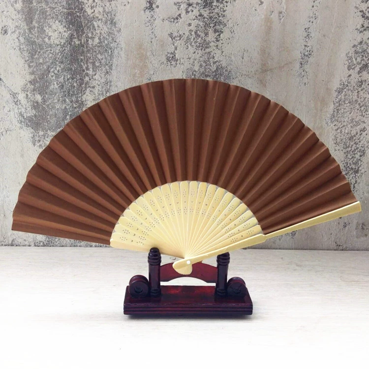 7″ folding paper fan, blank Chinese style, single OPP bag, folded 21 cm, spread ~37.5 cm