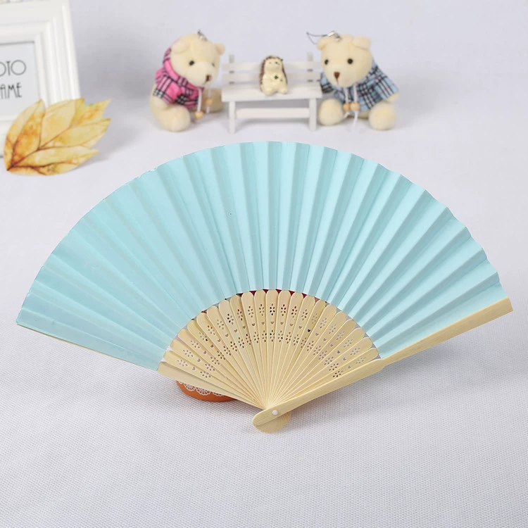 7″ folding paper fan, blank Chinese style, single OPP bag, folded 21 cm, spread ~37.5 cm