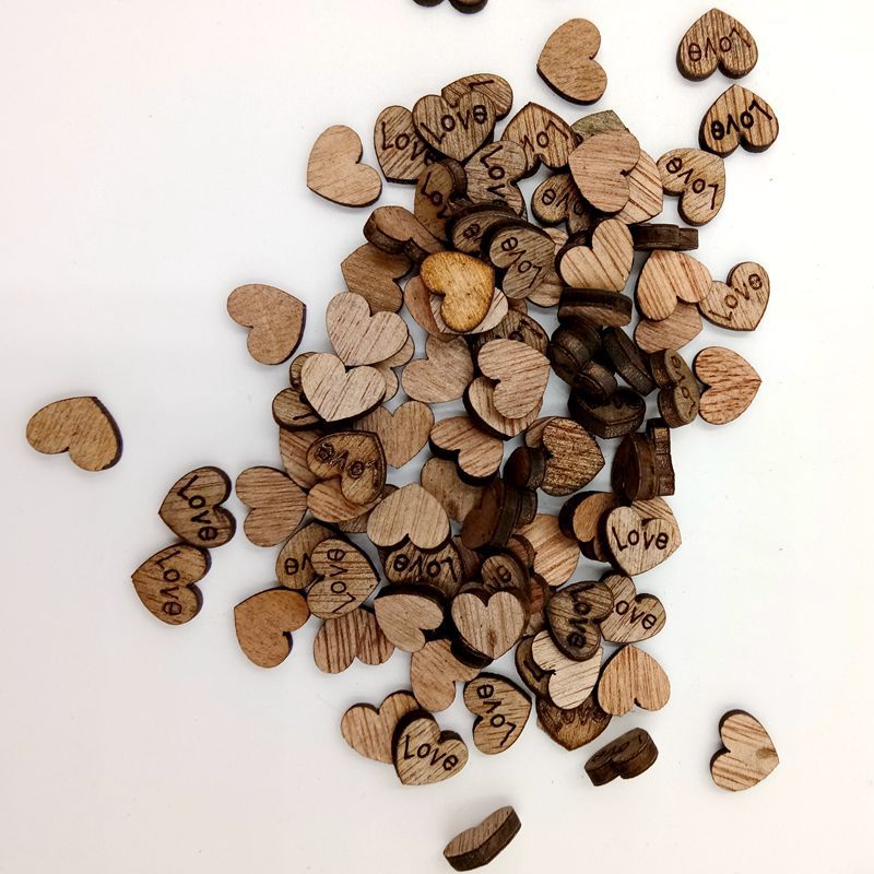 Grano de madera amor botón de madera ojo sin botón 50/100/200/300 piezas por paquete