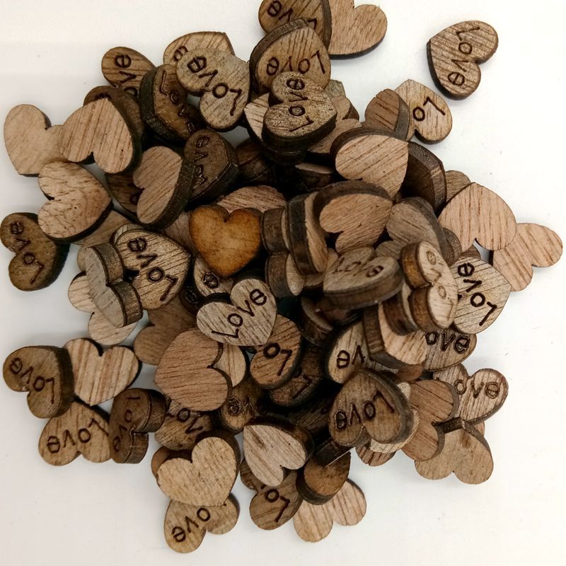 Grano de madera amor botón de madera ojo sin botón 50/100/200/300 piezas por paquete