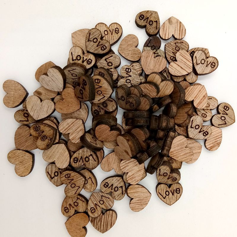 Grano de madera amor botón de madera ojo sin botón 50/100/200/300 piezas por paquete