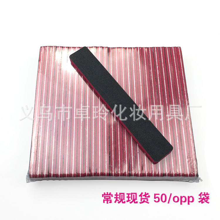 Fábrica de Yiwu súper gruesa lima de uñas corazón rojo esponja negro tira de molienda superficie de uñas súper resistente papel esmerilado frotar