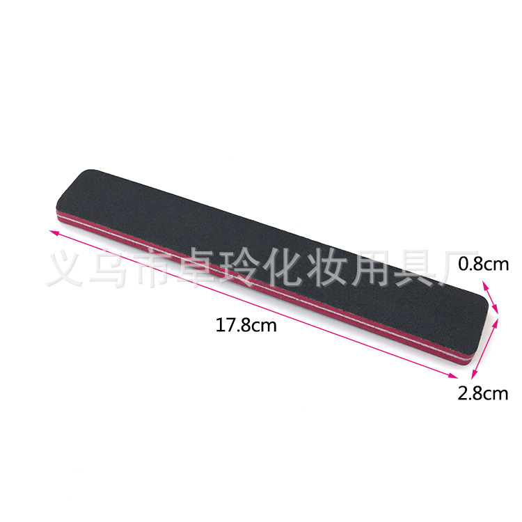 Fábrica de Yiwu súper gruesa lima de uñas corazón rojo esponja negro tira de molienda superficie de uñas súper resistente papel esmerilado frotar