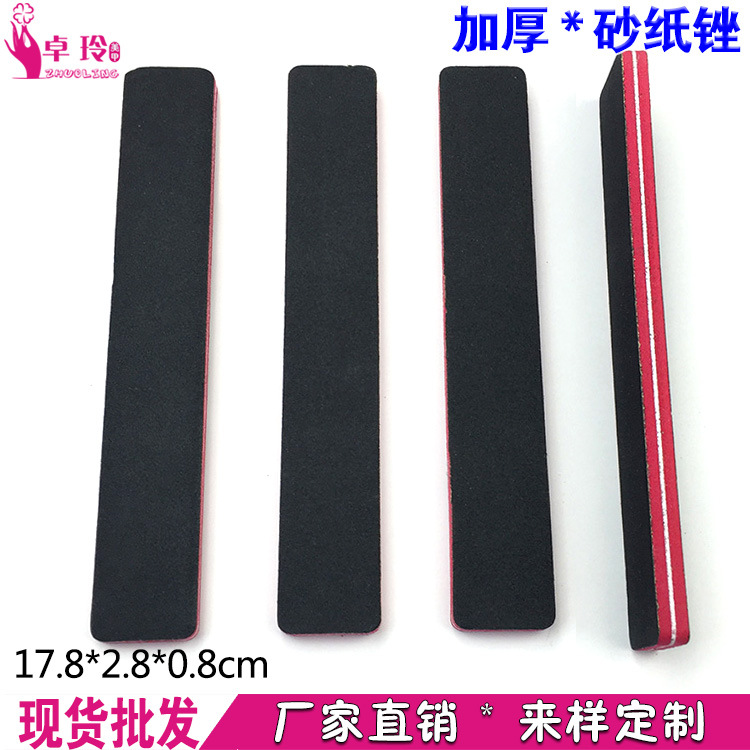 Fábrica de Yiwu súper gruesa lima de uñas corazón rojo esponja negro tira de molienda superficie de uñas súper resistente papel esmerilado frotar
