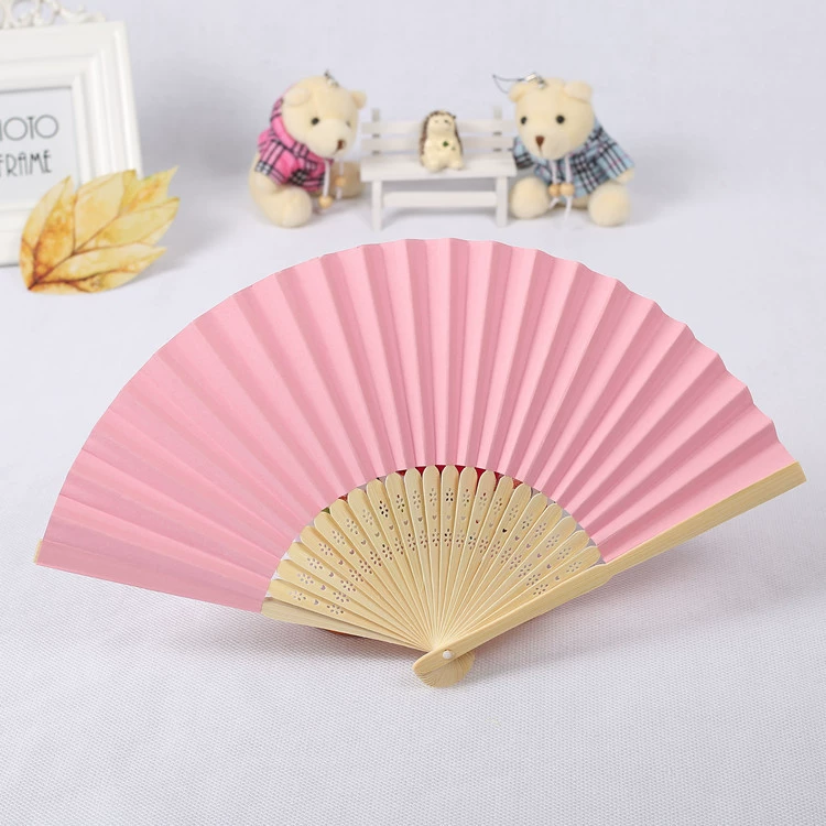 7″ folding paper fan, blank Chinese style, single OPP bag, folded 21 cm, spread ~37.5 cm