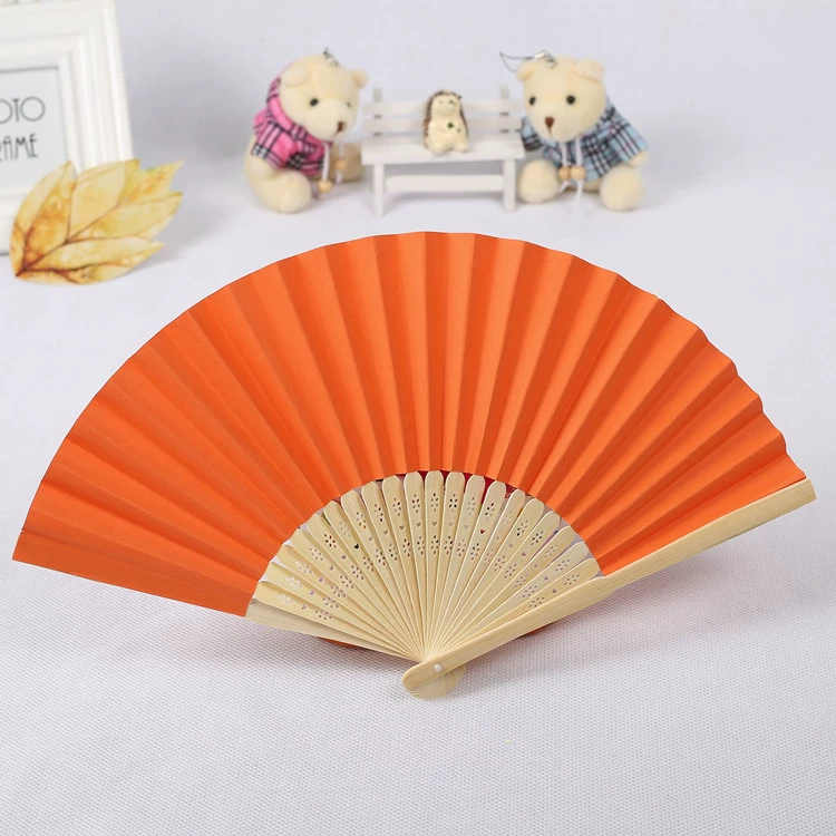 7″ folding paper fan, blank Chinese style, single OPP bag, folded 21 cm, spread ~37.5 cm