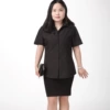 Black, with short sleeve, V-neckline