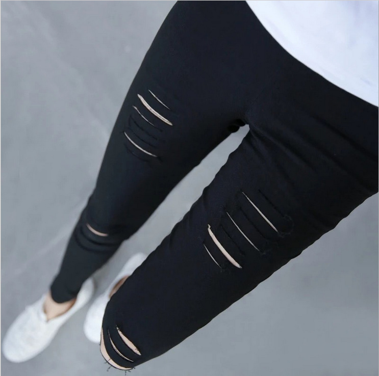 Cross-Border Popular Ripped Summer Leggings for Women, Pencil Skinny Pants, Plus Size Wholesale from Manufacturer Cross-Border Popular Ripped Summer Leggings for Women, Pencil Skinny Pants, Plus Size Wholesale from Manufacturer